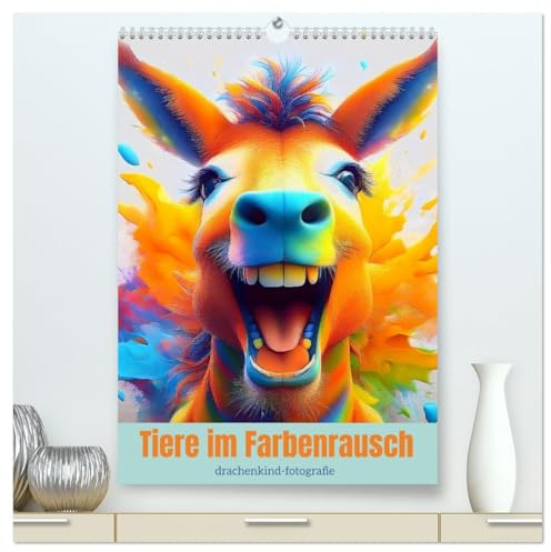 Tiere im Farbenrausch (hochwertiger Premium Wandkalender 2026 DIN A2 hoch), Kunstdruck in Hochglanz: Bunte einheimische Tiere voller Spaß (CALVENDO Tiere)