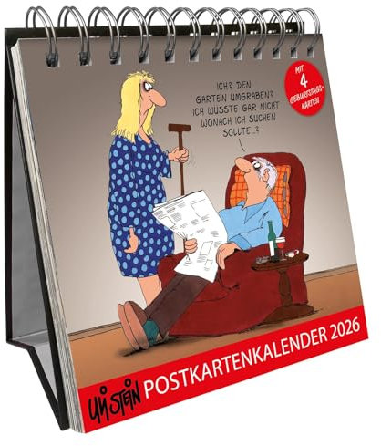 Uli Stein Postkartenkalender 2026: Tischkalender mit Spiralbindung und 53 Postkarten zum Heraustrennen und Versenden (Uli Stein Kalender 2026)