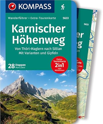 KOMPASS Wanderführer Karnischer Höhenweg, Von Thörl-Maglern nach Sillian, Mit Varianten und Gipfeln: Wanderführer mit Extra-Tourenkarte 1:35.000, 28 Etappen, GPX-Daten zum Download.
