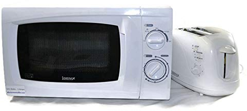Various Low Power Camping Pack 3: Microwave Oven & Toaster - White, Countertop, 500W Microwave, 800W Toaster, Power-Saving Mode, Bundled Appliance Pack