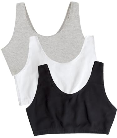 Fruit of The Loom Tank Style Sports Bra - 3 Pack (9012) 40/White/Black/Grey