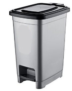 10 Litre Small Slim Plastic Pedal Bin Bedroom Bathroom Kitchen Rubbish Dustbin (Grey / Black)