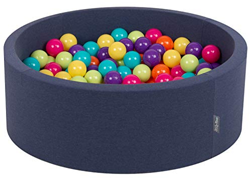 KiddyMoon 90X30cm/300 Bolas ∅ 7Cm Piscina De Bolas para Ninos Hecha En La UE, Azulmar:Verdeclr/Amarill/Turq/Naranj/Rosaos/Morado