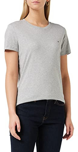 Tommy Hilfiger Heritage Crew Neck Tee Ww0Ww22043, Top in Maglia a Maniche Corte, Donna, Grigio (Light Grey Htr), L