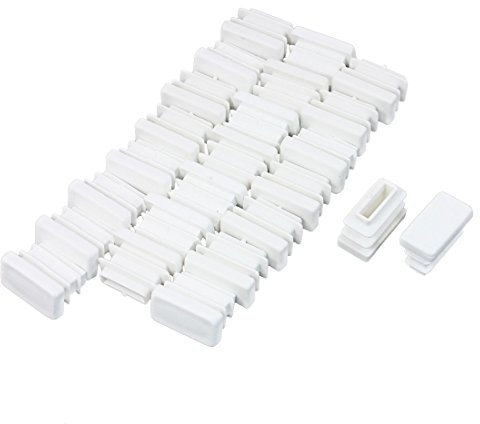 sourcing map 24 Stück 10mm x 20mm Kunststoff Rechteck Stanzen Endkappen Rohr-Einsatz Weiß