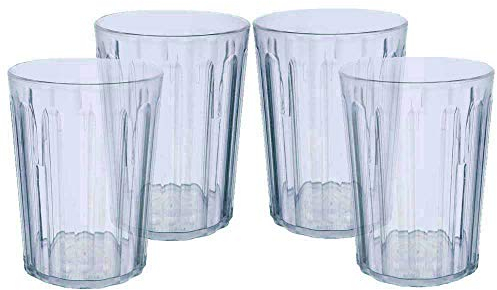 Harfield Tableware Antibacterial Fluted 250ml Tumblers Set of 4 Shatterproof Reusable Polycarbonate Cups