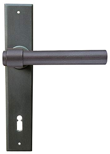 Gedotec Drückergarnitur Türbeschlag | 1 Set Türdrückergarnitur WC - Badezimmer | Modell: Mailand Antik schwarz | Vintage Drückergarnitur Zimmertüren | Schmiedeeisen Türgriffe Innentüren | Türdrücker