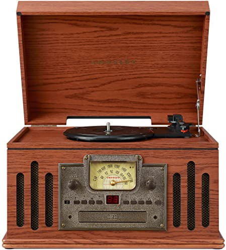 Crosley CR704B-PA Musician 3-Speed Turntable with Radio, CD/Cassette Player, Aux-in and Bluetooth, Paprika