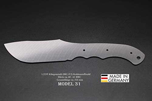 Rohling Messer Model 31 / 324mm Poliert Messerbau Messerstahl Messerklinge Klingenrohling Jagdmesser