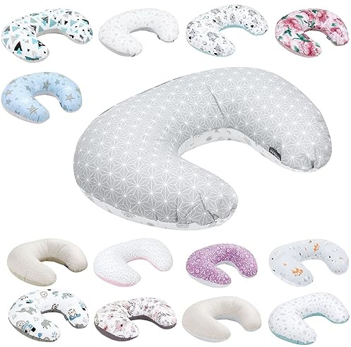 Bellochi Stillkissen, Stillkissen klein - Stillhörnchen, Stillkissen mond, Nursing Pillow, Baby Pillow, Breastfeeding Pillow, Stillmond für unterwegs - 100% Baumwolle Star Copse