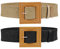 SUOSDEY 2 Stück Stroh gewebter elastischer Stretch-Taillengürtel für Frauen Sommer Boho Wide Waist Dress Band Geflochtene Gürtel, Khaki + schwarz, 100cm