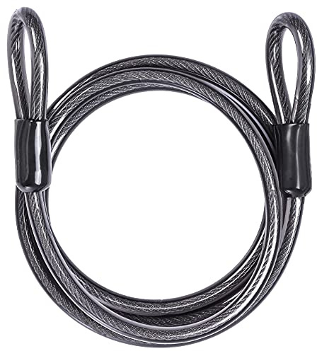 DELSWIN Security Steel Cable with Loops - 3/8 inch (10 mm) Thick (6' or 15') Heavy Duty Bike Lock Cable Vinyl Coated Braided Cables for U-Lock and Padlock