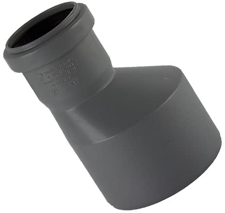 MegaHaustechnik DN90 x DN110 HT Reduzierung Erweiterung exzentrisch von Rohr Aussendurchmesser 90mm auf Muffe für Rohr Außendurchmesser 110mm Abfluss Abwasser Reduzierstück Übergang Kunststoff grau