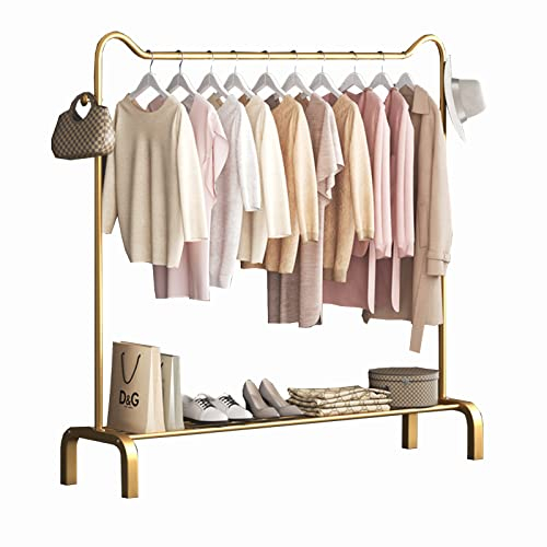 YANLINA kleiderständer Kleiderständer Kleiderstange Metall Kleiderständer Zum Aufhängen Kleiderständer Schuhsack Pfeifenregal Verwendet Im Schlafzimmer, Boutiquen/Golden(Size:100x46x150cm)