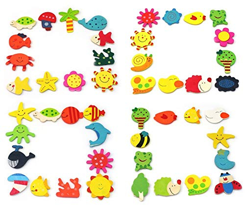 Imanes De Frigorífico Animal Frigorífico Imanes Novedad Educativa Juguetes Juguetes Magnéticos De Madera Figuras De Animales para Preescolar Aprendizaje 1 Set (24pcs)