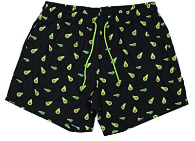 Roits Bañador Hombre Estampado con Dibujos - Traje de Baño de Secado Rápido Playa y Piscina (Aguacates - Negro, S)