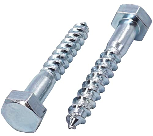 SKIR'CO (20 piezas) Tornillos de madera DIN 571 de acero galvanizado con cabeza hexagonal M10 x 70 mm, tornillos de coach, tornillos hexagonales, tornillos de retardo