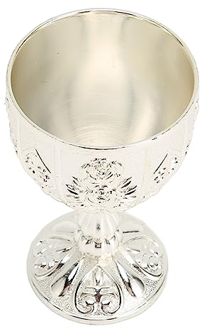 Copa de Vino en Relieve de Metal Cáliz Regalos Retro Europeos Decoración Copa de Vino Adorno Antiguo Vintage Acero Grande Regalos Grandes Arreglo Floral (Plata)