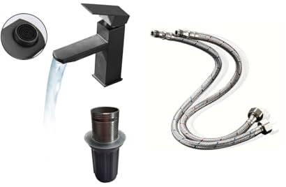 Bargin - Grifo mezclador para lavabo de baño de un solo agujero, cubierta de 1 agujero (cuadrado)