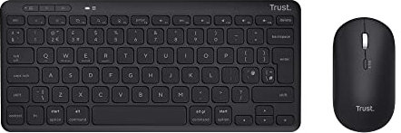 Trust Lyra Bluetooth Keyboard and Mouse Set, QWERTY UK Layout, 84% Recycled Plastics, Rechargeable Multi-Device Wireless Keyboard and Mouse for PC, Laptop, Mac, Tablet, Windows, Android, iOS - Black