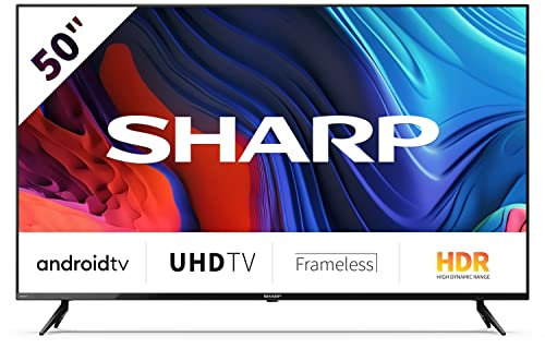 Sharp 50FL1EA - TV Android 50 Frameless (sin Marco, 4K Ultra HD, 3X HDMI 2.0, 2X USB, Bluetooth), Google Assistant, Chromecast, HDR10, DTS HD, Color Negro