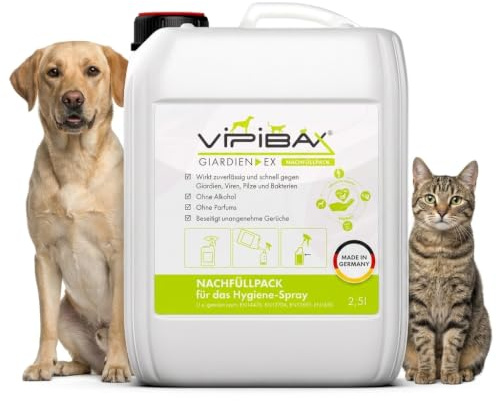 ViPiBaX Giardien Ex Hygiene-Spray Nachfüllpack 2,5L für Hund, Katze & Co - Geruchsentferner - Hygiene-Spray Nachfüllpack- Effektive Desinfektion gegen Giardien, Viren, Pilze & Bakterien