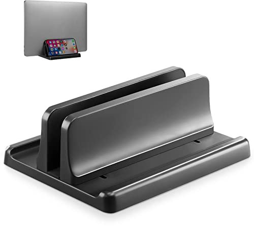 Saklifuo Vertical Laptop Stand 3 in 1 Adjustable Space-Saving Desktop Laptop Holder Sturdy ABS Portable Notebook Dock Compatible with All Notebooks MacBook Surface Gaming Pad