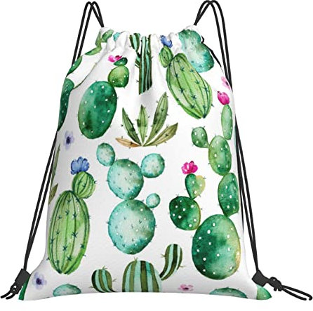 FJAUOQ Kaktus-Kordelzugbeutel für Damen und Herren, Rucksack mit Kordelzug, wasserabweisender Beutel, Turnbeutel für Geschenke, Sport