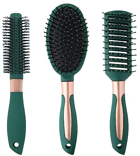 Set di 3 spazzole per capelli da donna, antistatiche, massaggianti, ovali, con cuscinetto d'aria, spazzola rotonda per capelli districanti, con manico lungo, per uomini bagnati e asciutti