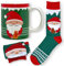 MIJOMA Tassen-Socken-Set: Geschenkset Kaffeebecher mit Socken in Einheitsgröße, 300ml Keramik-Henkelbecher für Heiß- & Kaltgetränke, Tee, Kaffee, Heiße Schokolade (Weihnachtstasse Weihnachtswichtel)