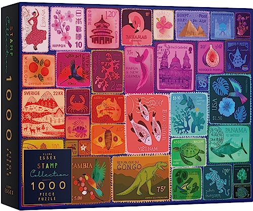 Elena Essex Puzzle - 1000 Pieces: Radiant Jungle, Rainforest Runway, Stamps, Midnight Moths (Stamp Collection)