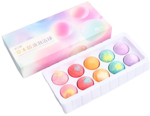 Natuce 10pcs Handgefertigte Fußbad Badekugeln mit ätherischen Ölen, Badezusatz Schaumbad Befeuchten Trockene Haut, Düfte Badekugeln Geschenk für Frauen Freundin Kinder Mutter Geburtstags Weihnachten