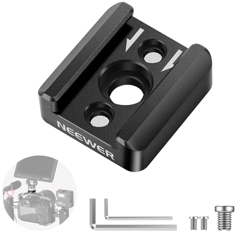 NEEWER 3 Pezzi Adattatore per Cold Shoe, Staffa a Slitta Fredda con Filettatura da 1/4, Compatibile con SmallRig DSLR Camera Cage Microfono Luce LED Monitor e Altro, ST26
