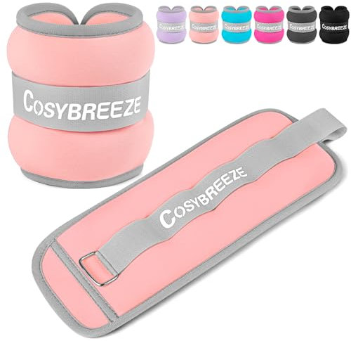 Poids Cheville Poids de Poignet Poids pour Cheville 1 kg la Paire Poids Poignets pour Perte de Poids Poids Musculation, Rose Pâle