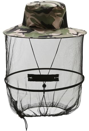 gvivej Moskito Kopfnetz Hut, Moskitonetz Hut, Imkerhut Kopf Hut, Mückenhut Faltbar für Outdoor Angeln Wandern Gartenarbeit, Grün Tarnung