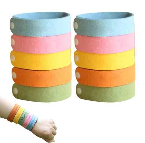 Pulsera repelente de mosquitos Paquete de 10 pulseras de mosquitos para niños y adultos Pulsera de insectos de color sólido sin DEET, pulsera repelente de insectos impermeable para interiores y