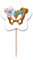 Zahnstocher mit Sternenetikett, Art-Deco-Motiv, Motiv: Beckenblumen, Cupcake-Picks