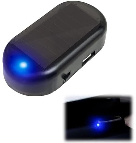 Alarmanlage Auto Anti Diebstahl Blinklampe Solar Power Dummy Alarm Blinklampe für Auto Sicherheitssystem (Blau)