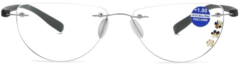 ABETOS Halbmond Lesebrille Damen Randlose Mode Blumen Blaulichtfilter Lesebrillen Halbrand Randlos Sehhilfe Lesehilfe mit Sehstärke
