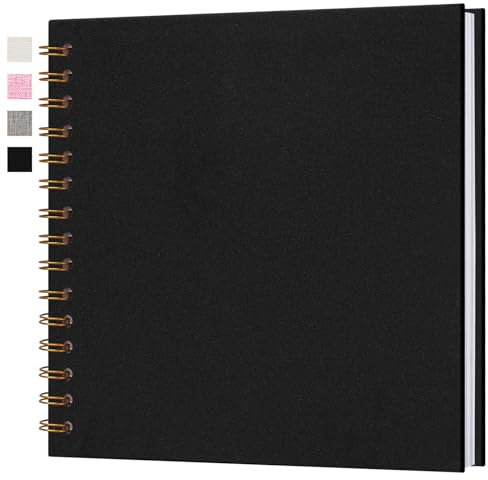 Hiwhy Fotoalbum zum Selbstgestalten 18x18 cm Scrapbook Fotobuch Weiße Seiten 20 Blätter, Schwarz