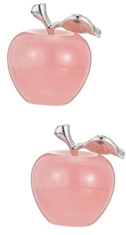 Cabilock 2 STK Rosa Kristallapfel Tischdekoration Feng Shui Tischdeko Apfel Dekoration Apfeldekor Für Zu Hause Chinesisches Errötendes Obstdekor Künstliche Frucht Skulptur
