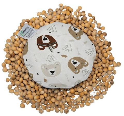 Cojín de huesos de cereza para bebés y niños pequeños, diseño de animales, para dolores de estómago y hinchazón, 15 cm, redondo, regalo para nacimiento o bautizo