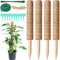 YOUNGSAY 4 Stück Moosstab, 42CM Kokosstab, Pflanzstab Monstera mit 10 Pflanzenetikett + 20 Eisendrahtbinder + 2M Klett Kabelbinder + 2M Hanfseil, Für Monstera/Torfmoos/Pothos