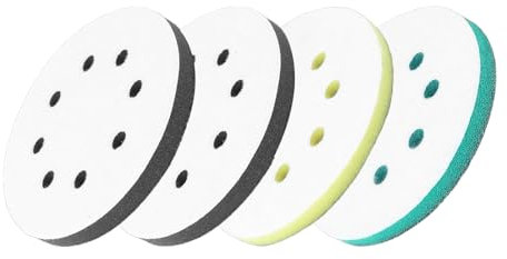 4 PCS 125mm Upgraded Foam Sanding Pads for Orbital Sander, Sanding Sheets 8 Holes Soft Sponge Interface Pad, Sponge Polishing Buffing Pad Discs for Drill, Noise Reduction