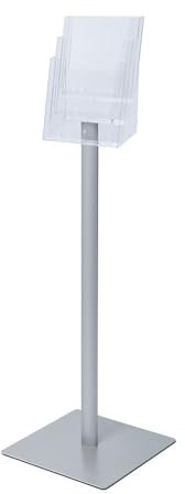 Prospektständer A4 dreistufig Metallbodenplatte, besonders standfest, Aufsteller Prospekthalter Flyerständer