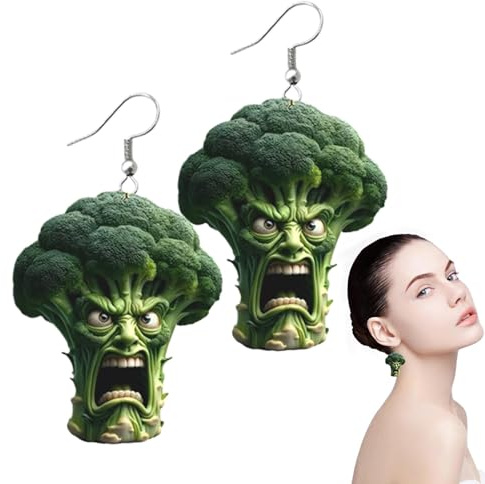 Acunny Brokkoli-Lebensmittel-Ohrringe, Brokkoli-Gemüse-Ohrringe - 2D-Acryl-Brokkoli-Anhänger für Damen - Leichte Design-Ohrringe, Schmuck für Verlobungen, Tänze, Hochzeiten