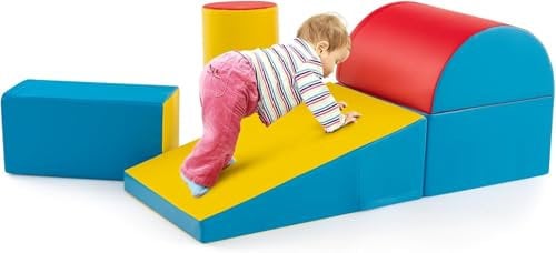 FANTASK 5 TLG. Schaumstoffbausteine, Softbausteine, Riesenbausteine zum Toben und Klettern, Großbausteine Mehrfarbig, Bauklötze aus Schaumstoff für Babys und Kleinkinder