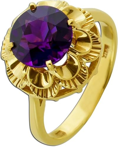 Ch.Abramowicz Amethyst Ring Gold 585 14K lila Edelstein Antikschmuck 17