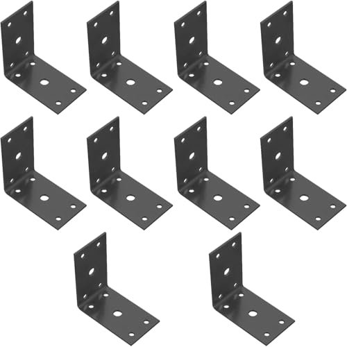10 Pz Staffe Angolari per Legno, Staffe a L, Squadretta di Giunzione Angolare, Angolari Metallo per Legno, Staffa Angolare a 90 Gradi, Connettore Piastra di Fissaggio Multiforo, 67x67mm