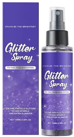 Spray glitterato | Brillantini per capelli e spray per il corpo | Brillantini ad asciugatura rapida | Brillantini luccicanti | Spray glitterato delicato sulla pelle per feste, festival, mani
